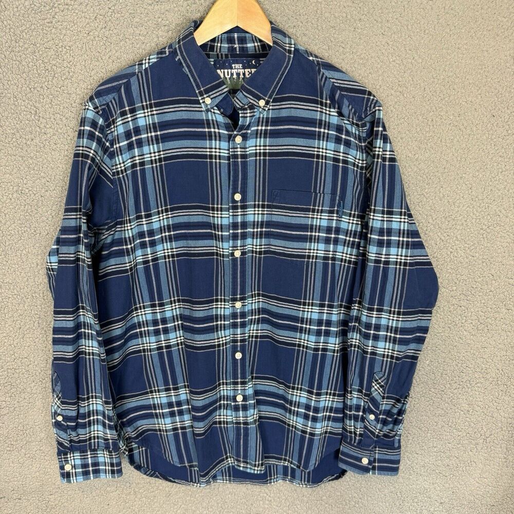 Chubbies‎ Shirt Mens L The Nutter Blue Plaid Long Sleeve Button Down
